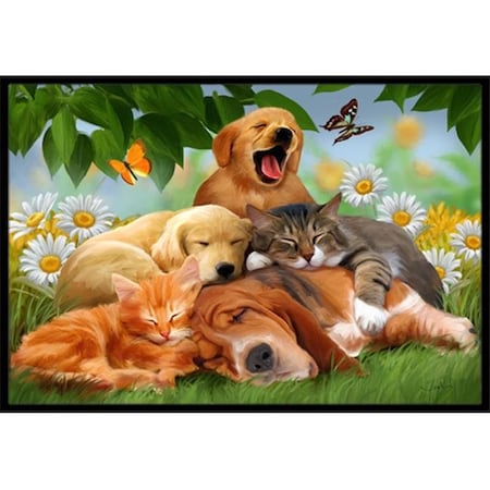 Carolines Treasures Carolines Treasures PTW2049MAT Golden Retriever; Labrador And Basset Hound Sleepy Heads Indoor & Outdoor Mat; 18 x 27 in. PTW2049MAT